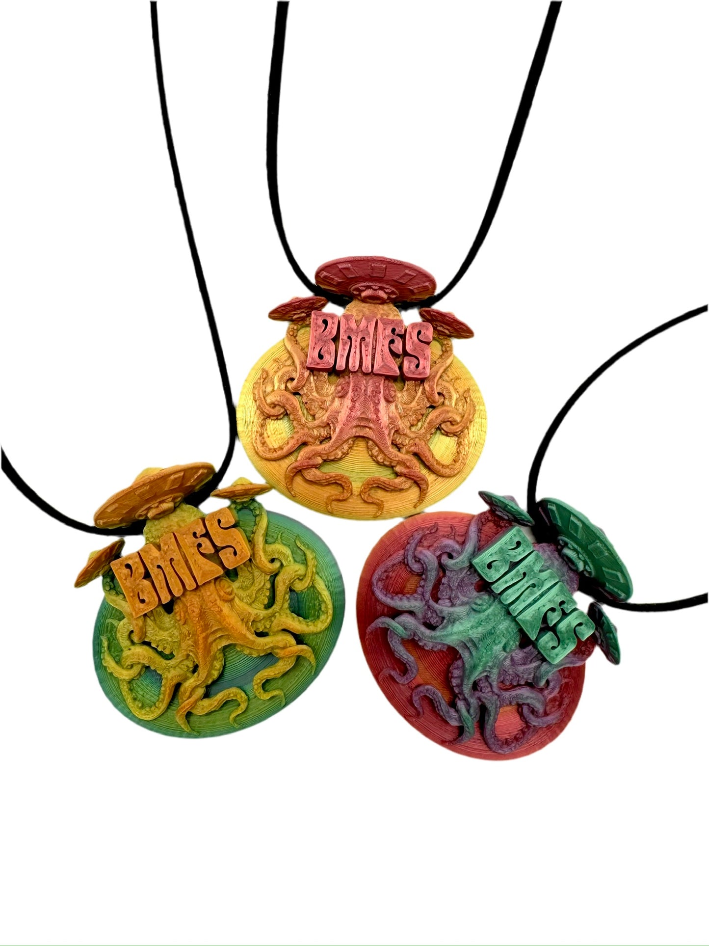 3D Printed Billy Strings BMFS Octopus UFO Mini Tri Color Necklace 2"