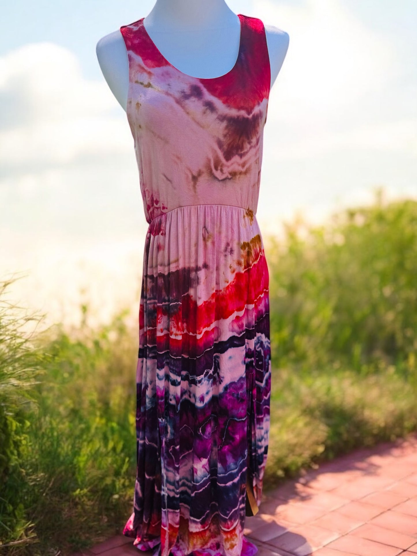 Geode Tiedye Midi Dress with slits/pockets Size Medium