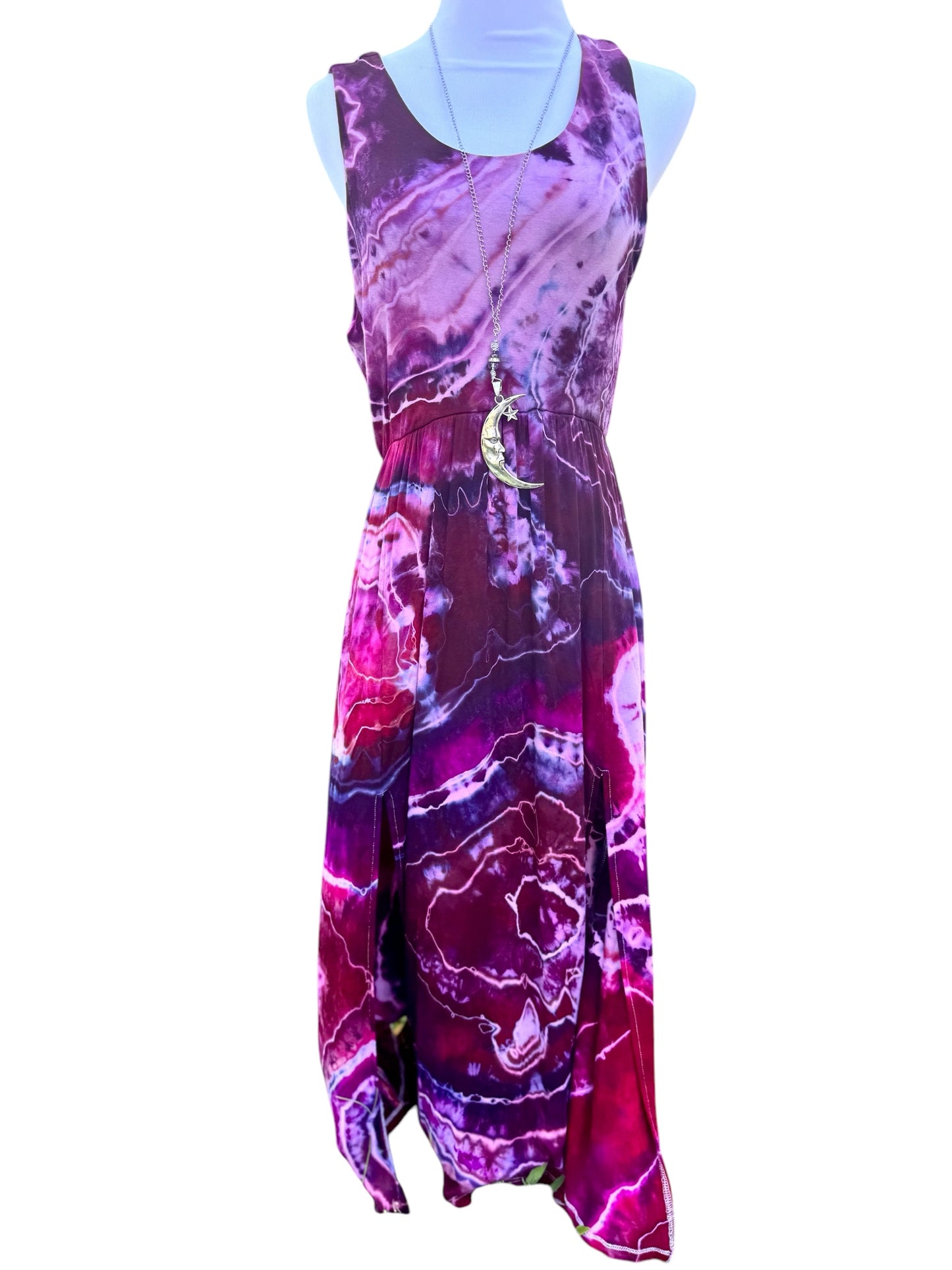 Geode Tiedye Midi Dress with slits/pockets Size Large