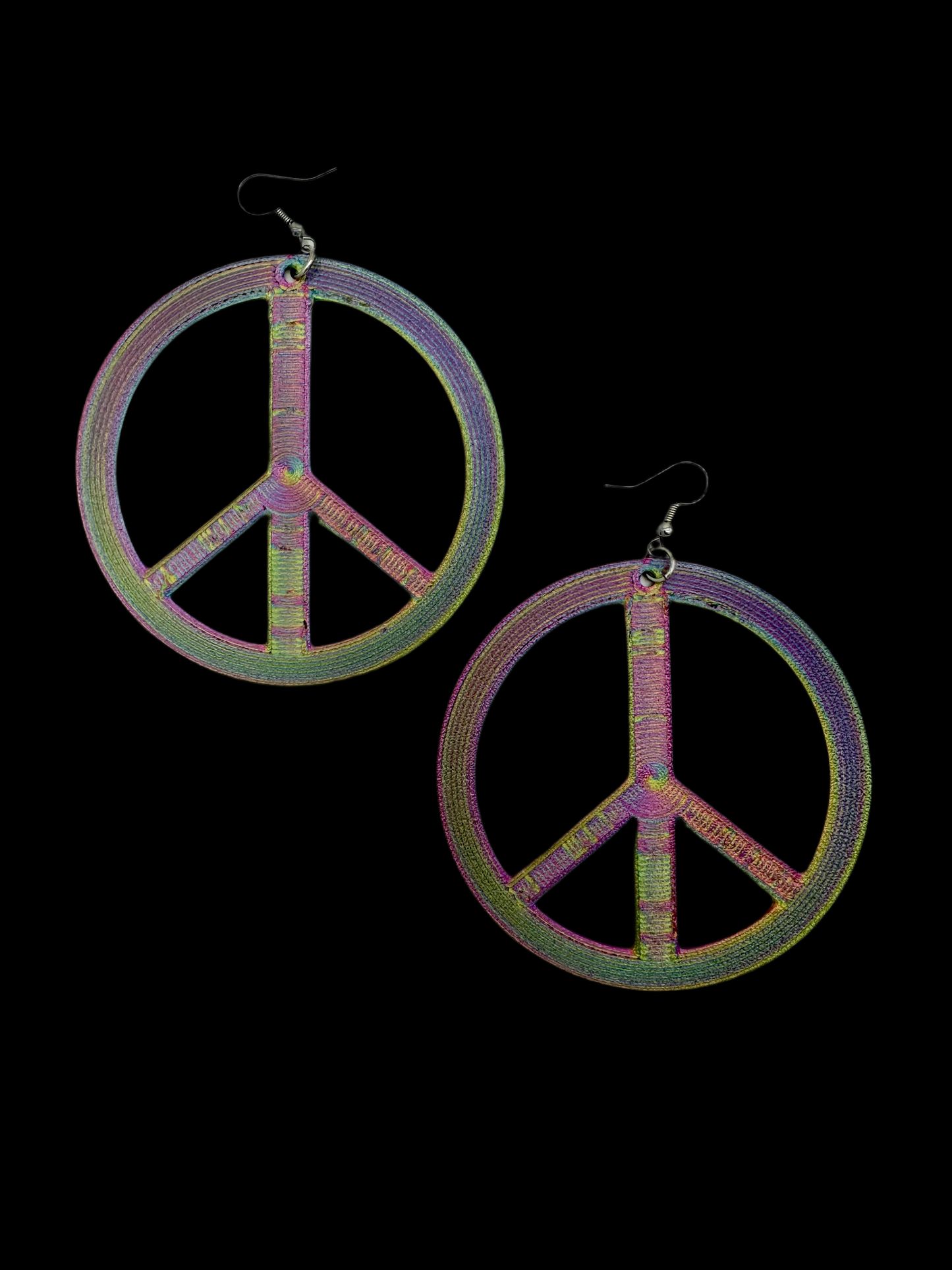 3D Printed Large Peace Sign Earrings 3"