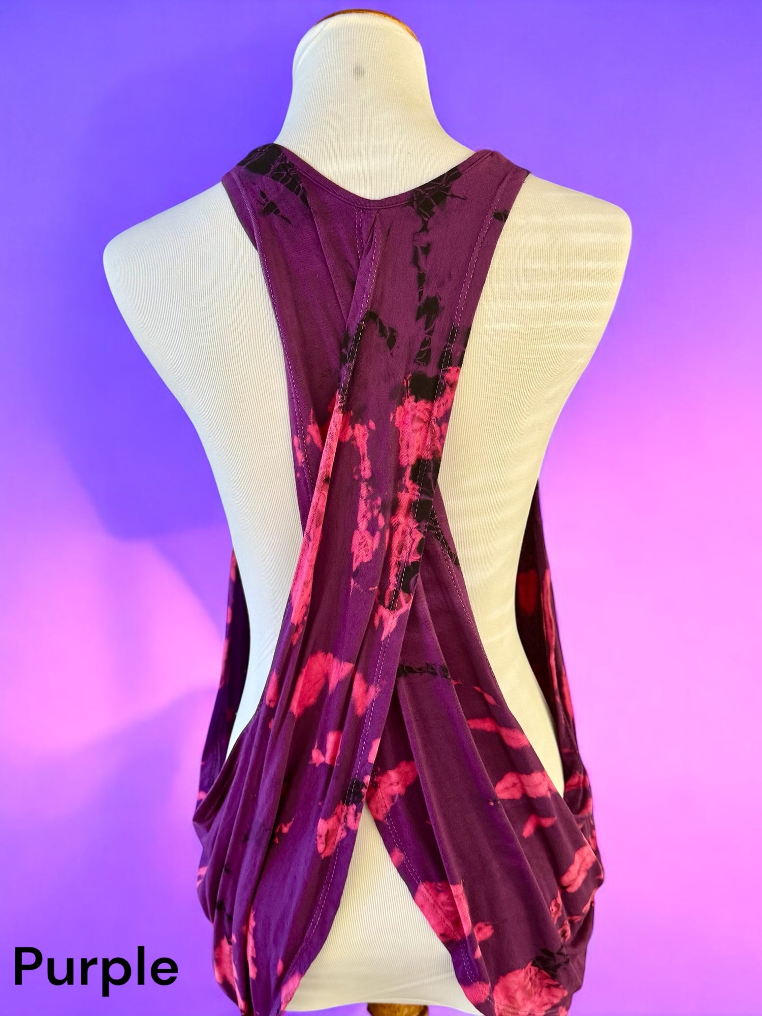 Open Back Crossover Tiedye Tank One Size