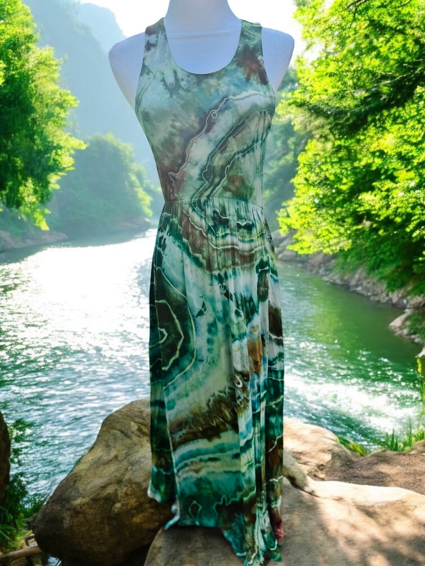 Geode Tiedye Midi Dress with slits/pockets Size Small