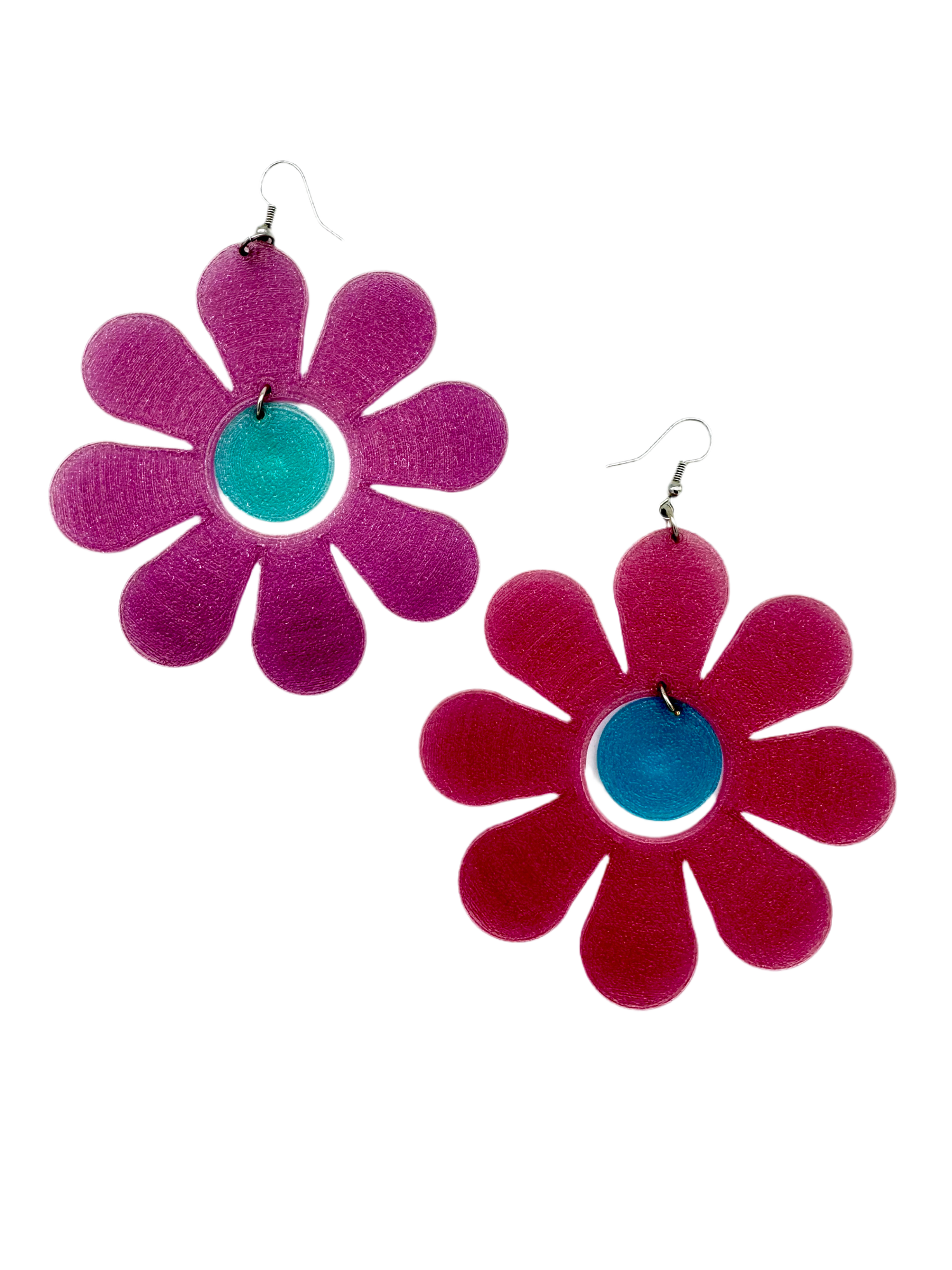 3D Printed Groovy Flower Earrings 3
