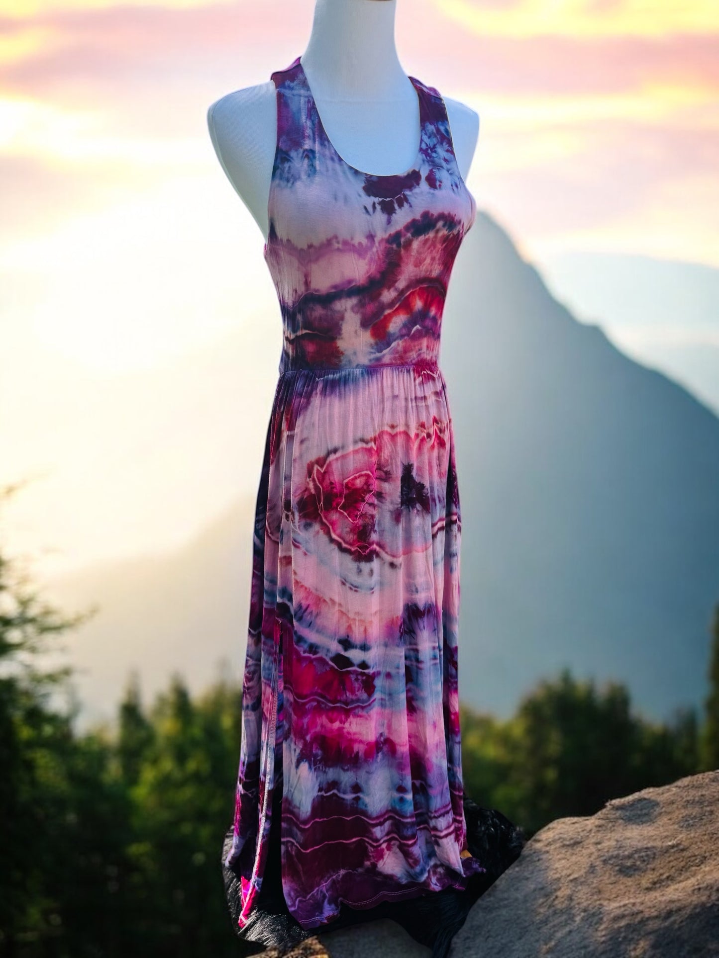 Geode Tiedye Midi Dress with slits/pockets Size Small