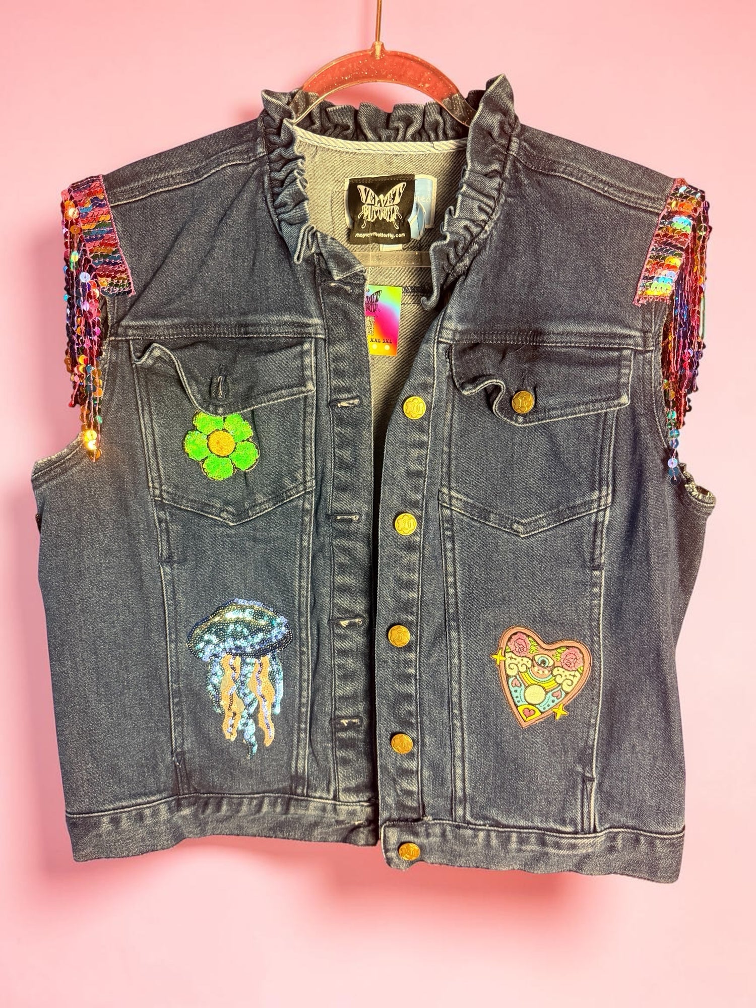 Widespread Panic Women’s Patchwork Sequin vest size Large