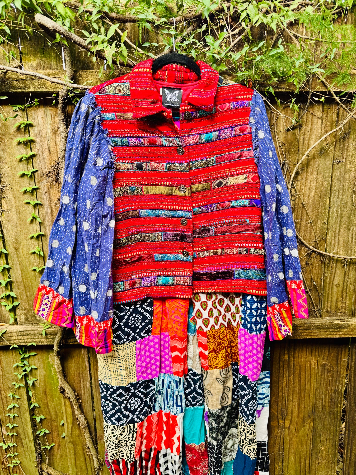 One of a Kind Janis Joplin Patchwork Jacket Duster Bell Sleeves Size M/L