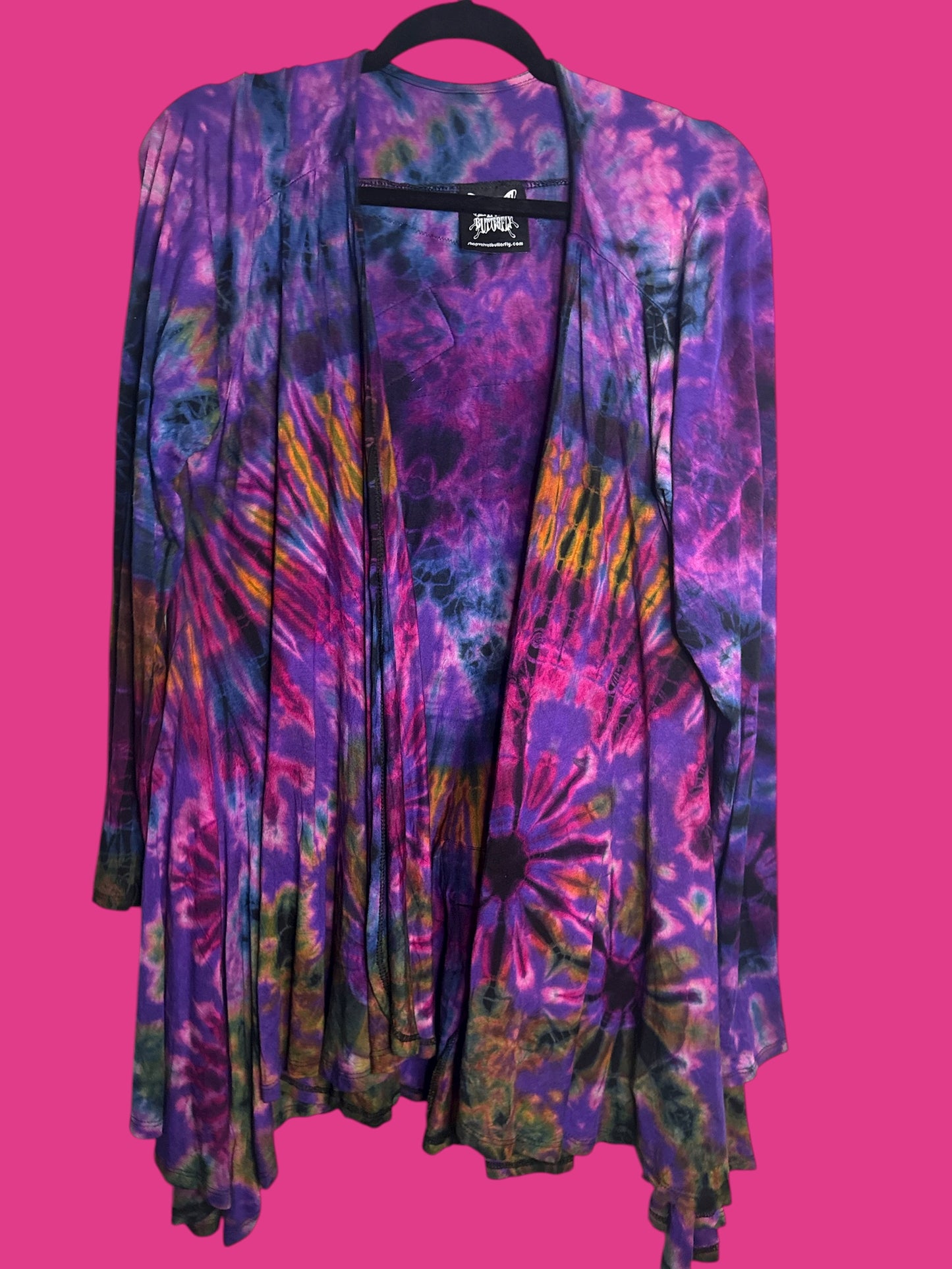 Tiedye Upcycled Velvet Strings Sparkle Cardigan size Women’s XL