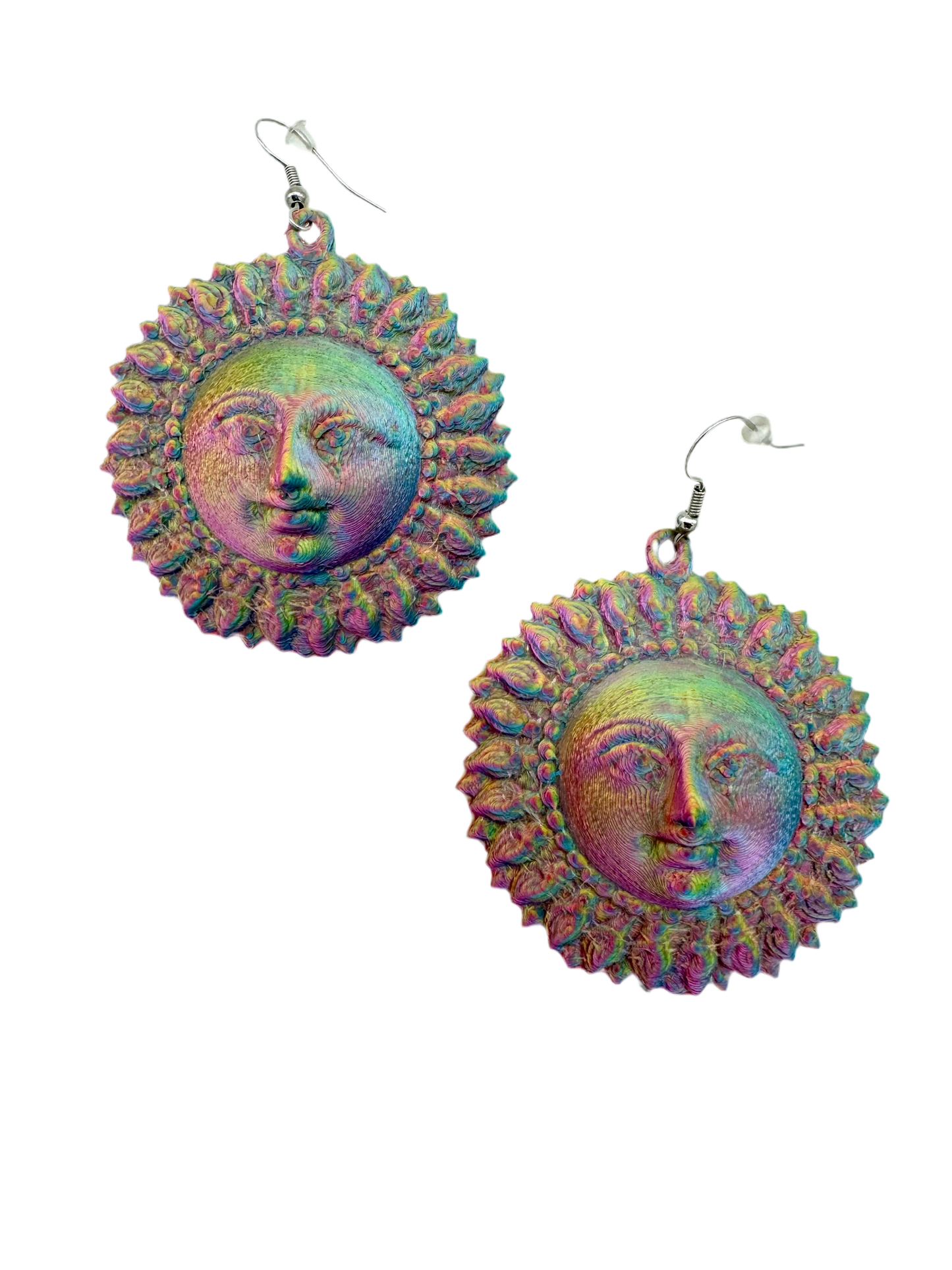 3D Printed Sun Earrings 2"