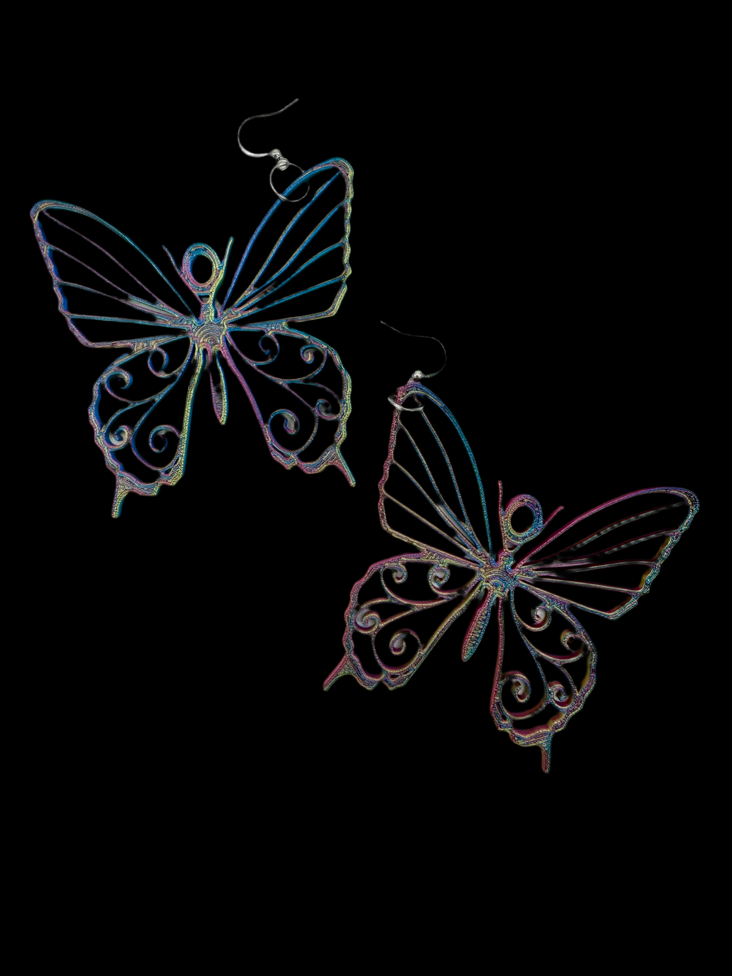 3D Printed Filagree Large Butterfly Earrings 3