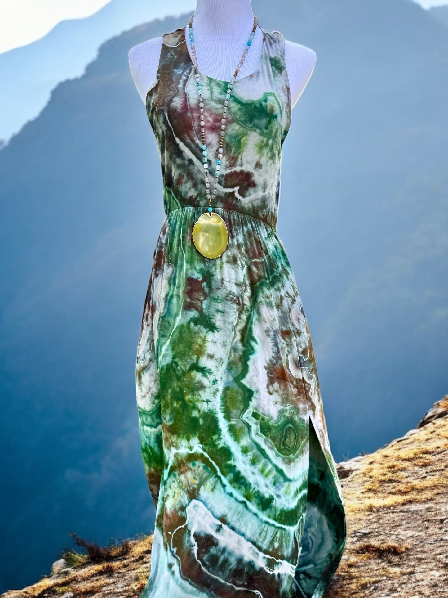 Geode Tiedye Midi Dress with slits/pockets Size Medium