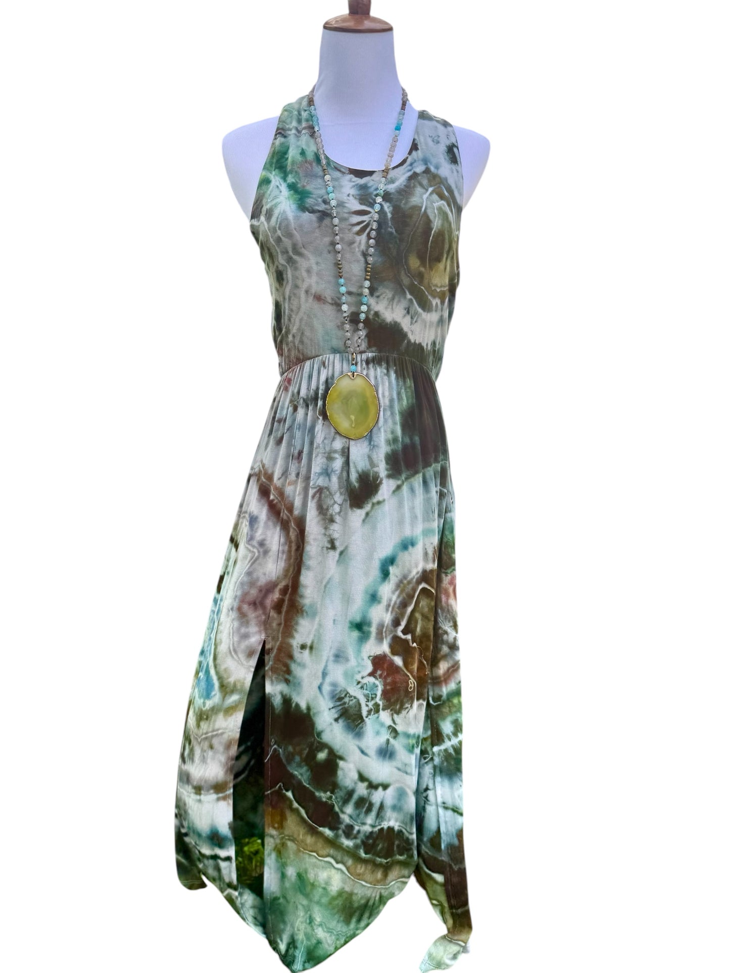 Geode Tiedye Midi Dress with slits/pockets Size Large