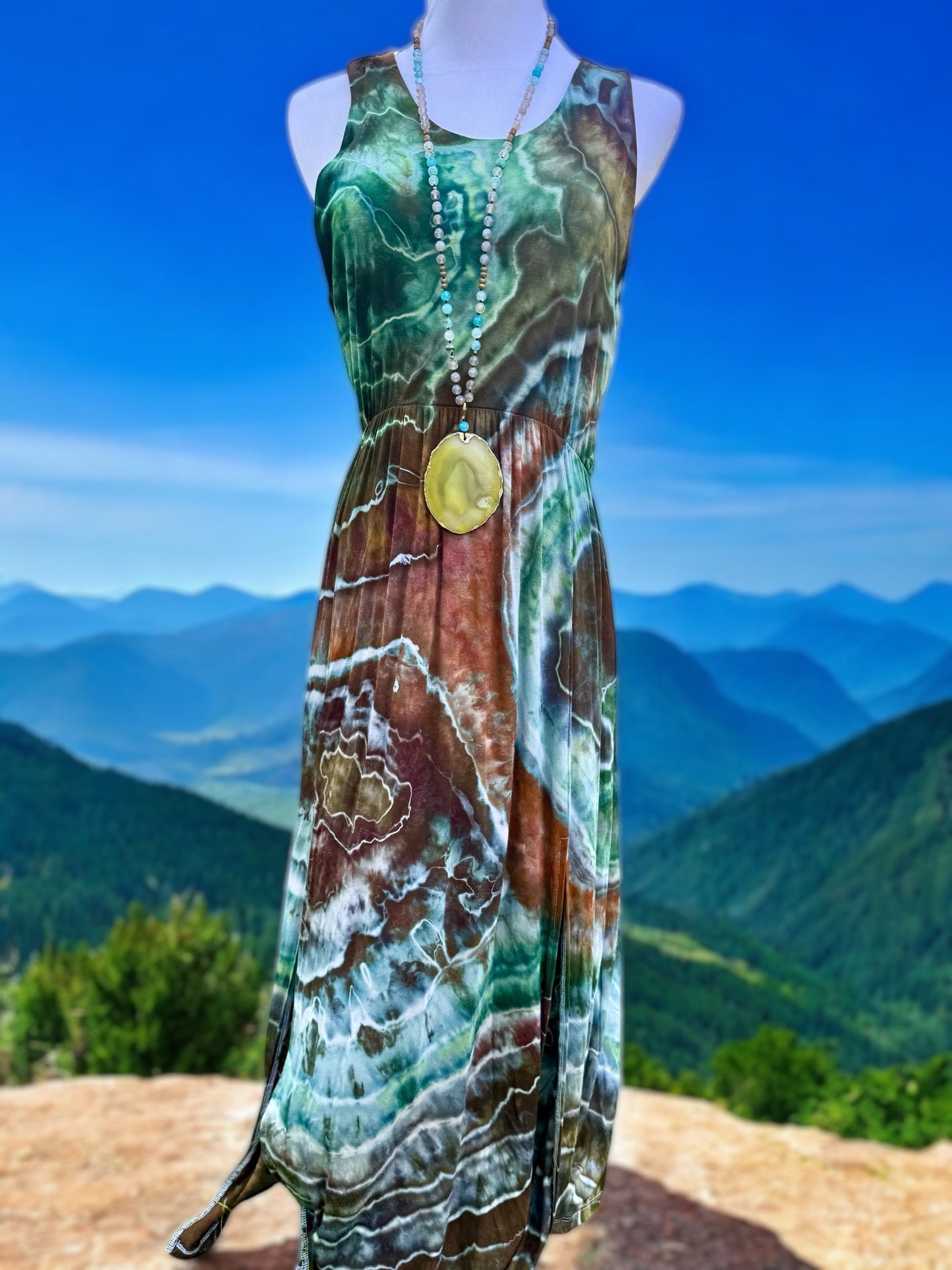 Geode Tiedye Midi Dress with slits/pockets Size Large