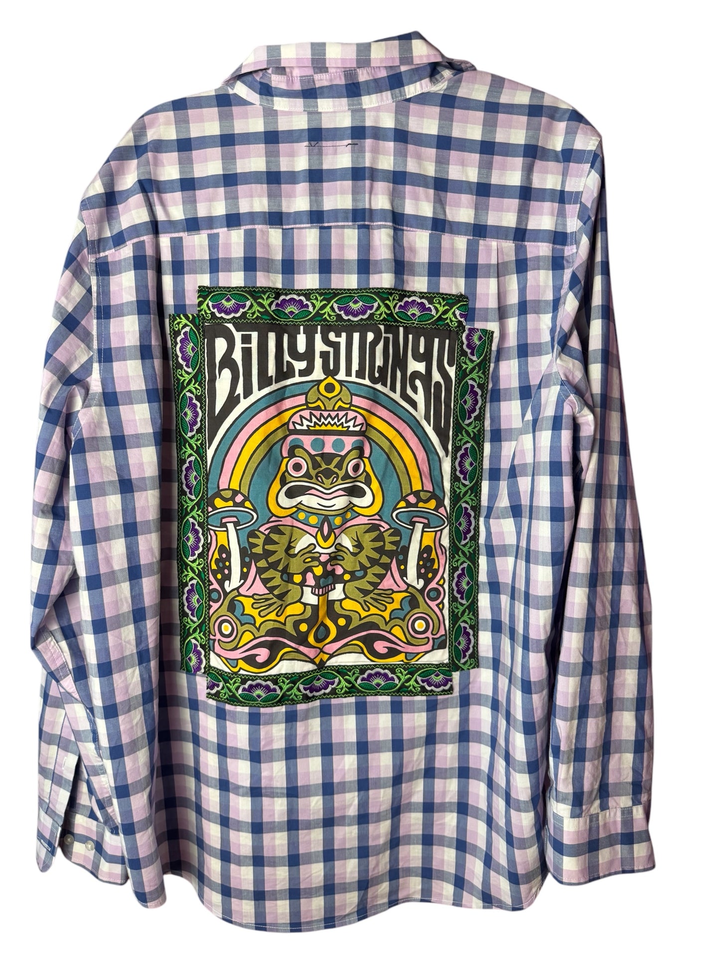 Men’s Longsleeve Plaid Billy Strings Upcycled Button Up Shirt Size XXL