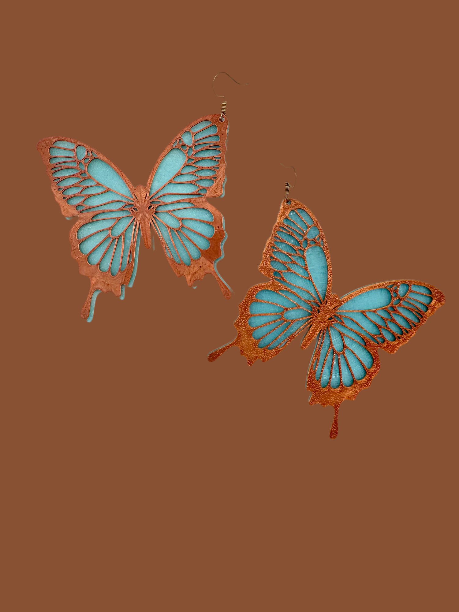 3D Printed Double Butterfly Earrings 3x2