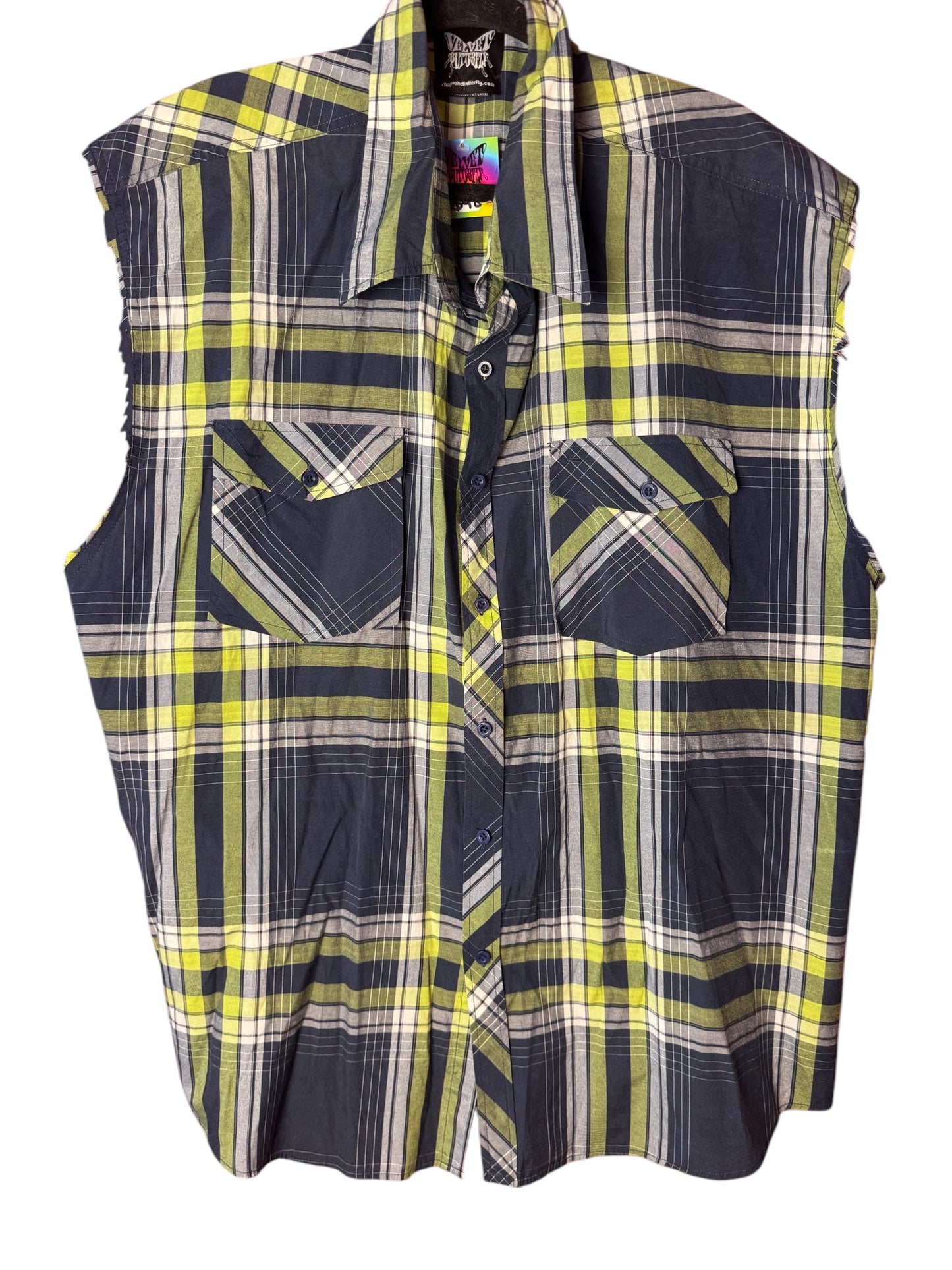Men’s Plaid Upcycled Billy Strings BMFS Plaid Vest Size 3XL