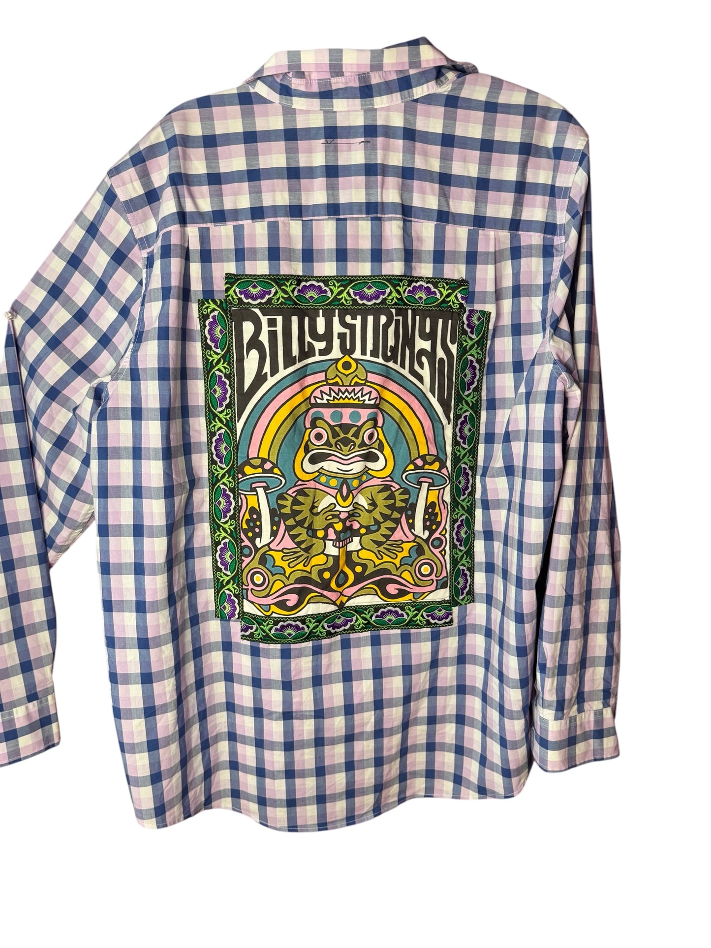 Men’s Longsleeve Plaid Billy Strings Upcycled Button Up Shirt Size XXL
