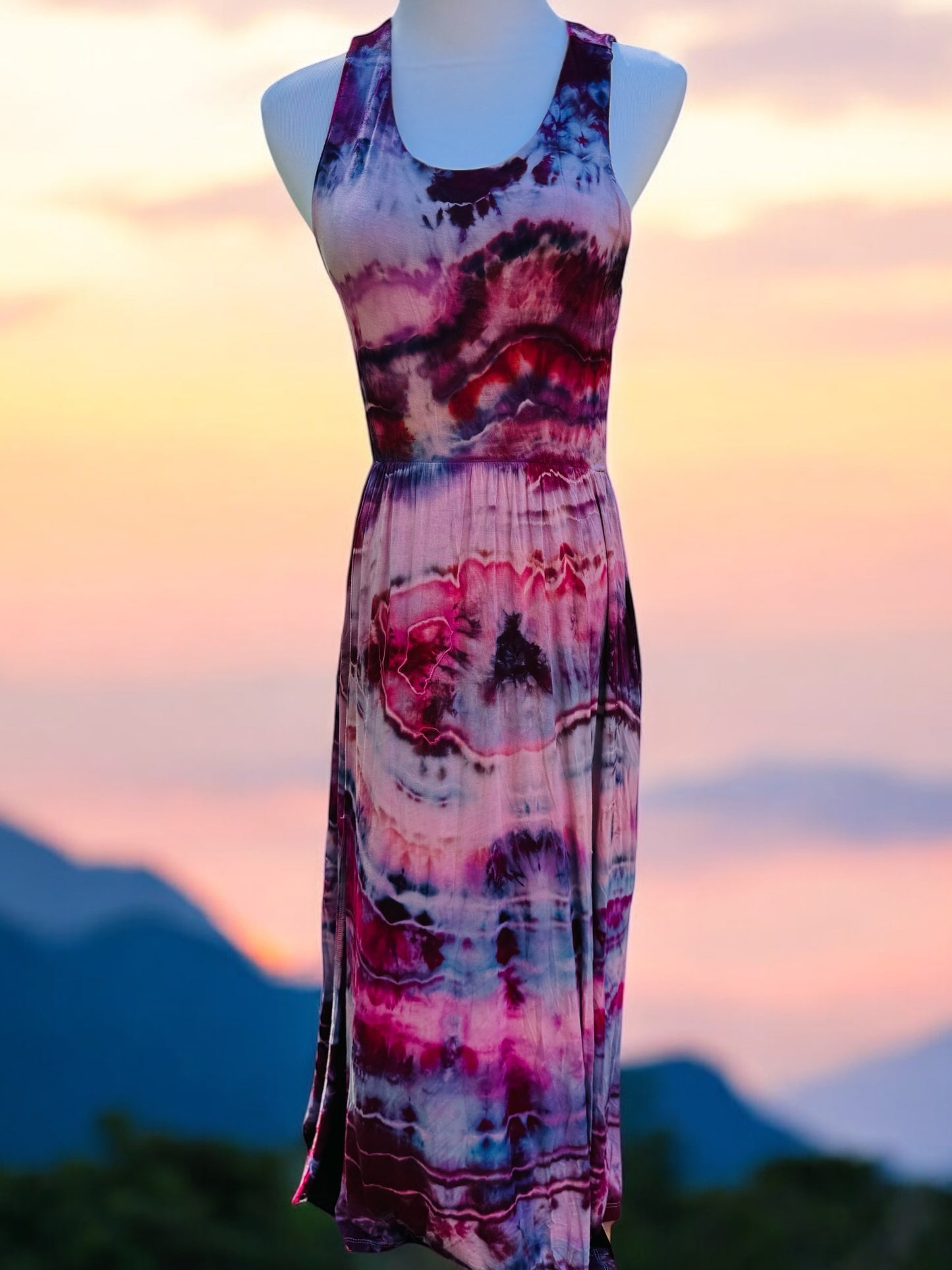 Geode Tiedye Midi Dress with slits/pockets Size Small