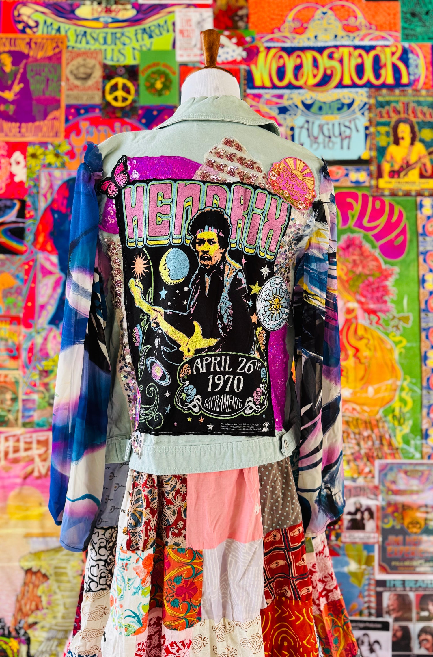 One of a kind Jimi Hendrix Patchwork Jacket Size Large