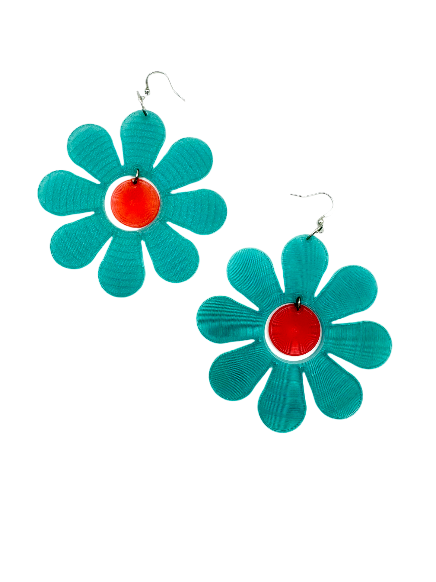3D Printed Groovy Flower Earrings 3"