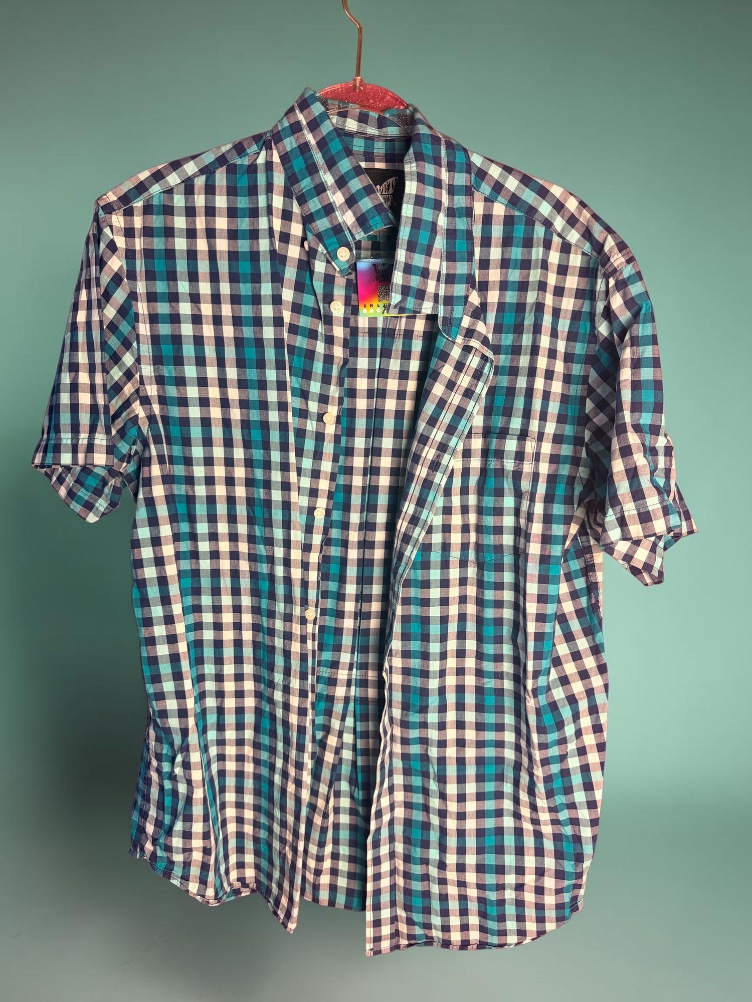 Men’s Checkered Upcycled Button up Widespread Panic Tee Size XL