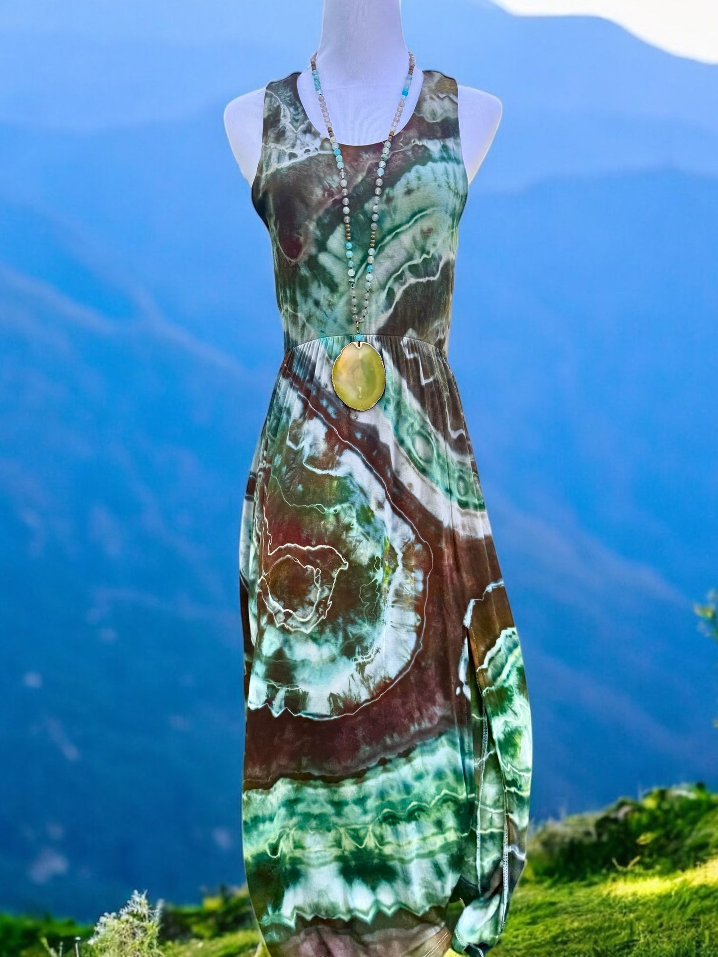 Geode Tiedye Midi Dress with slits/pockets Size Small