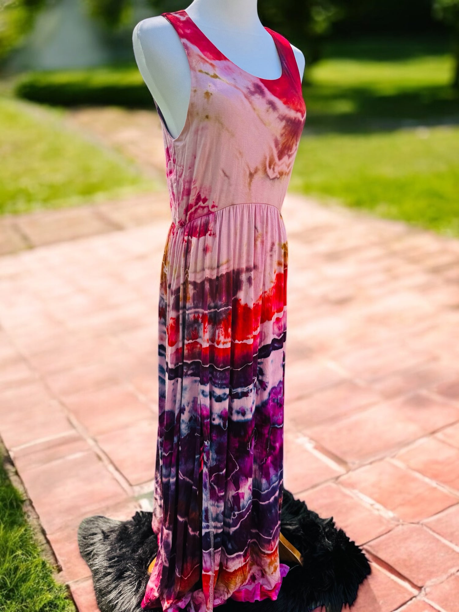 Geode Tiedye Midi Dress with slits/pockets Size Medium