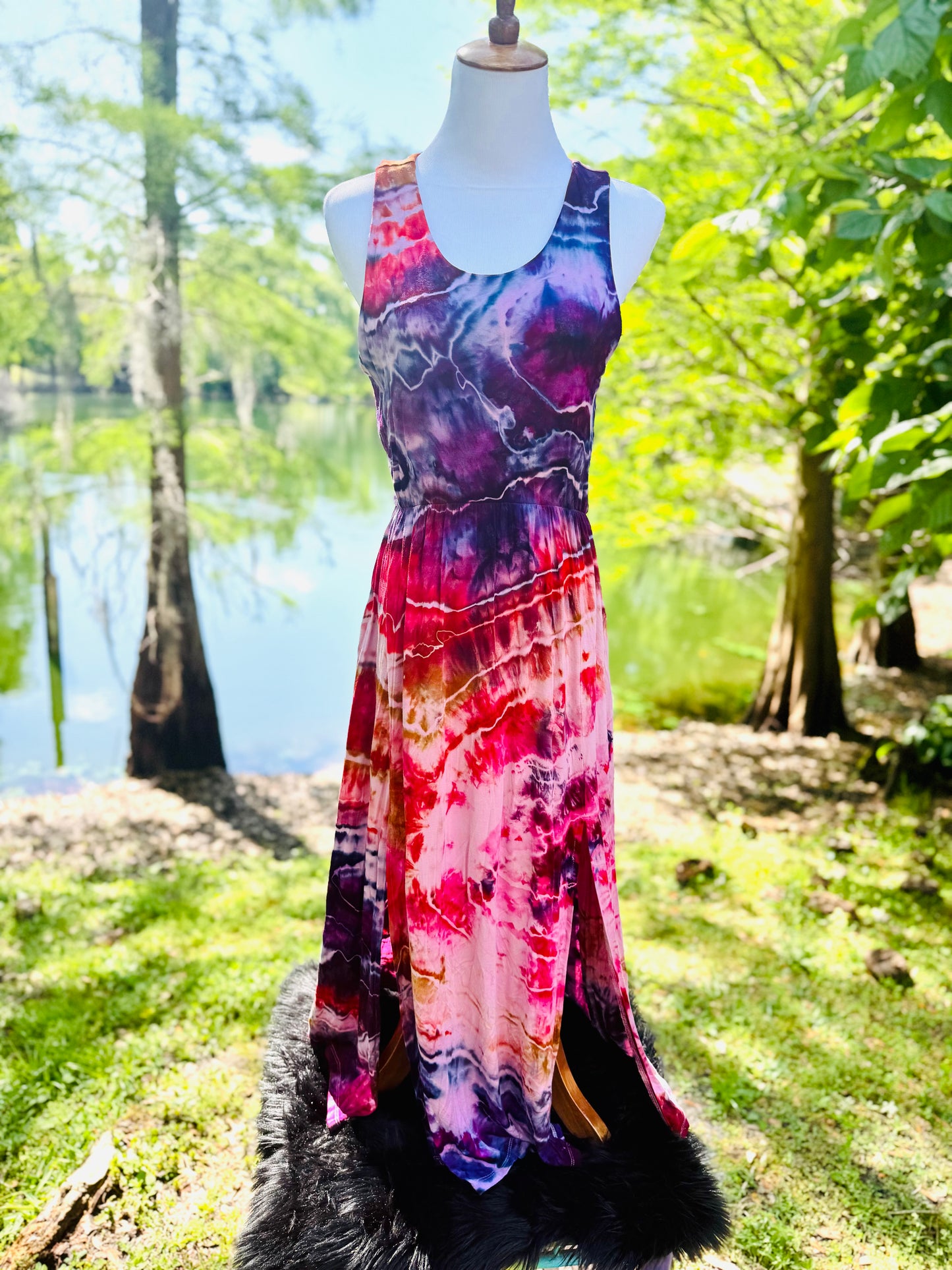 Geode Tiedye Midi Dress with slits/pockets Size Medium