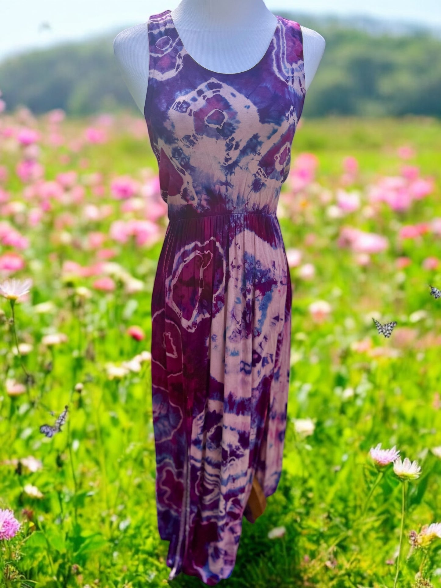 Geode Tiedye Midi Dress with slits/pockets Size Small