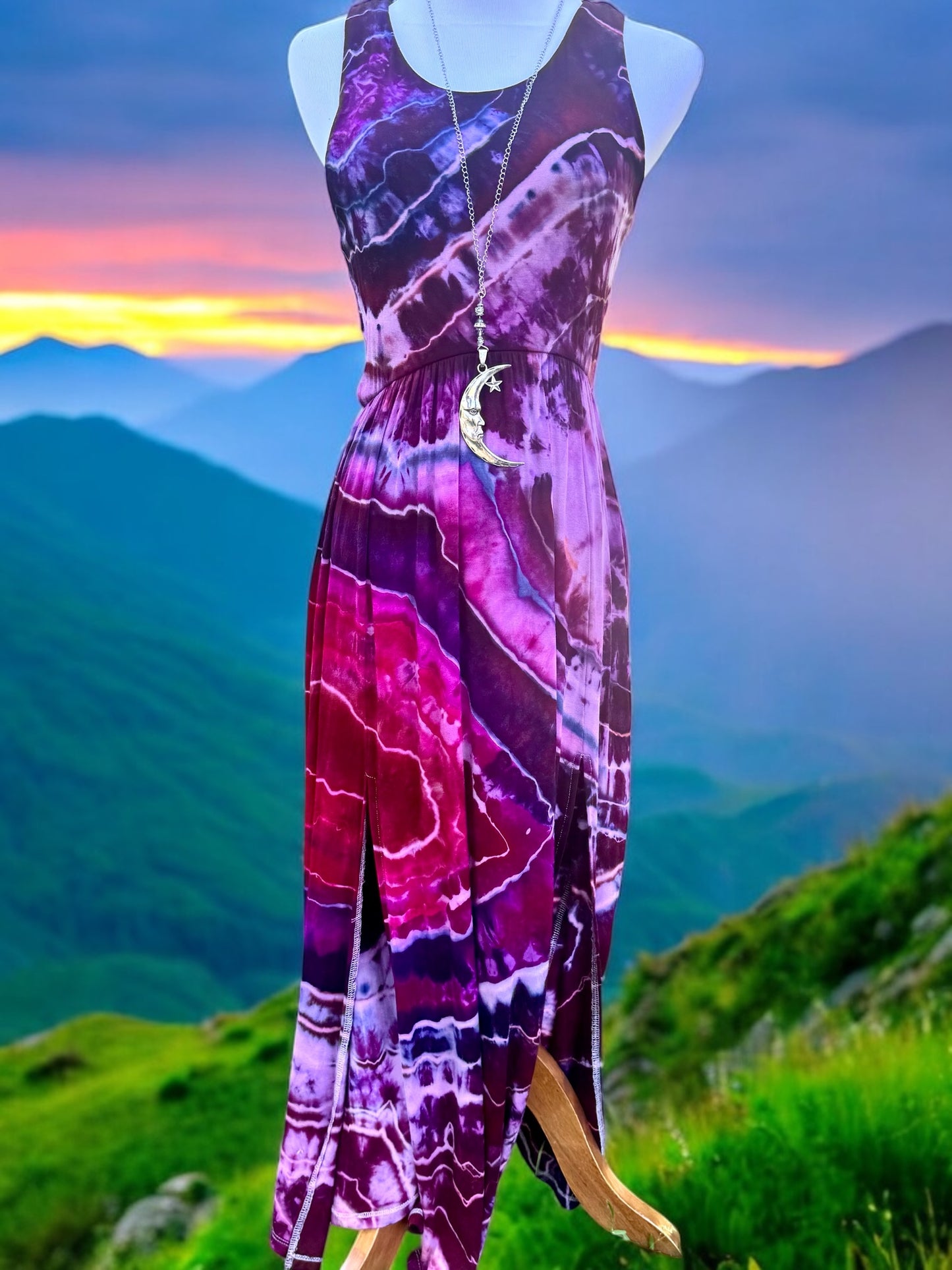 Geode Tiedye Midi Dress with Slits/Pockets Size Small