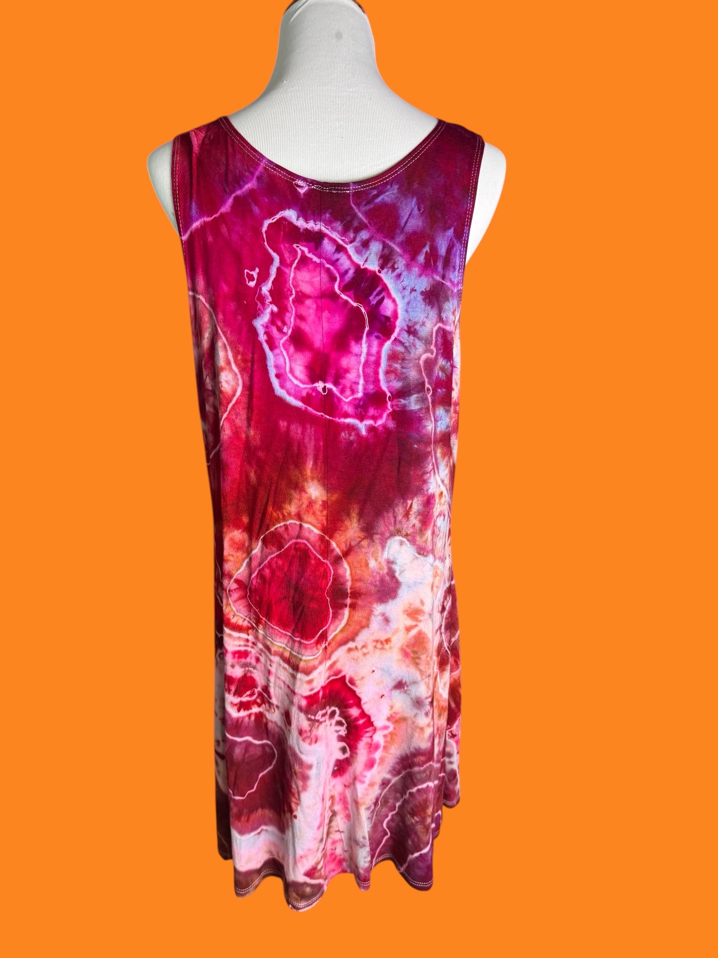 Sleeveless Tiedye Tank Dress with Pockets Size 2X