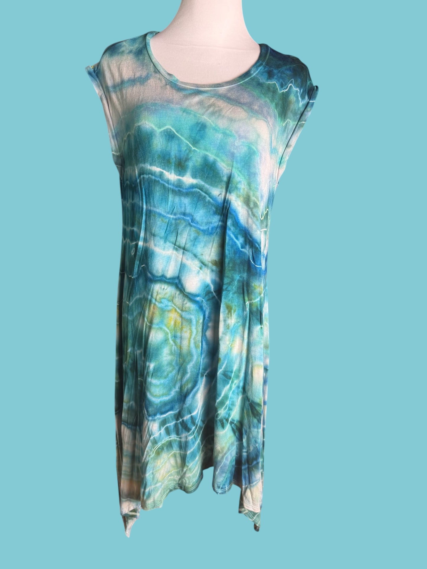 Sleeveless Tiedye Geode Tunic Dress Plus Size 1X