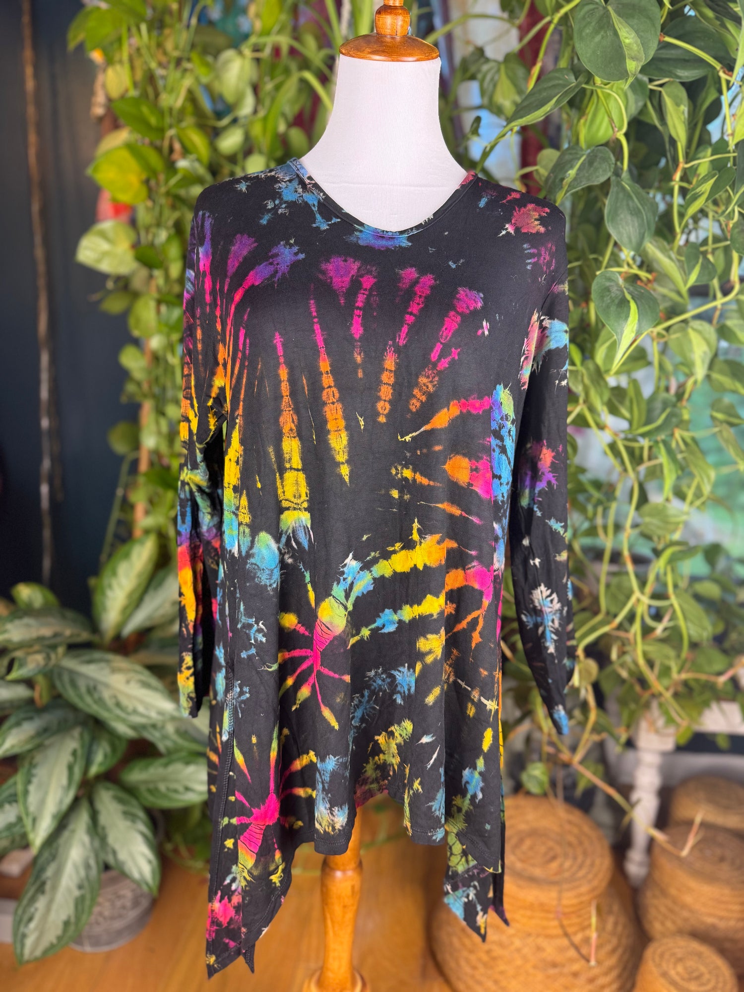 Tie Dye Sony Slit Sides Long Sleeve Shirt
