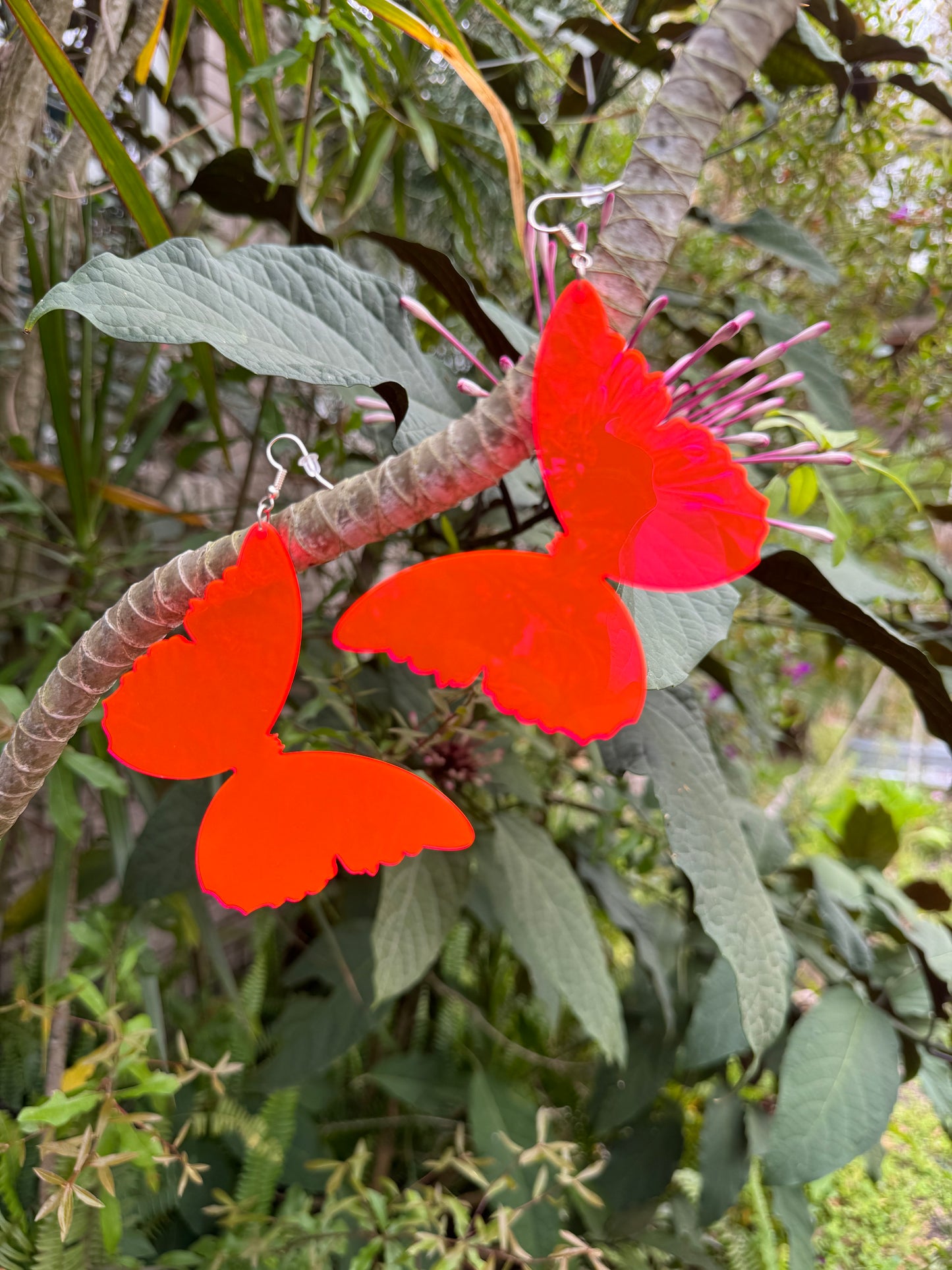 Neon Butterfly Plexi Glass Acrylic Earrings