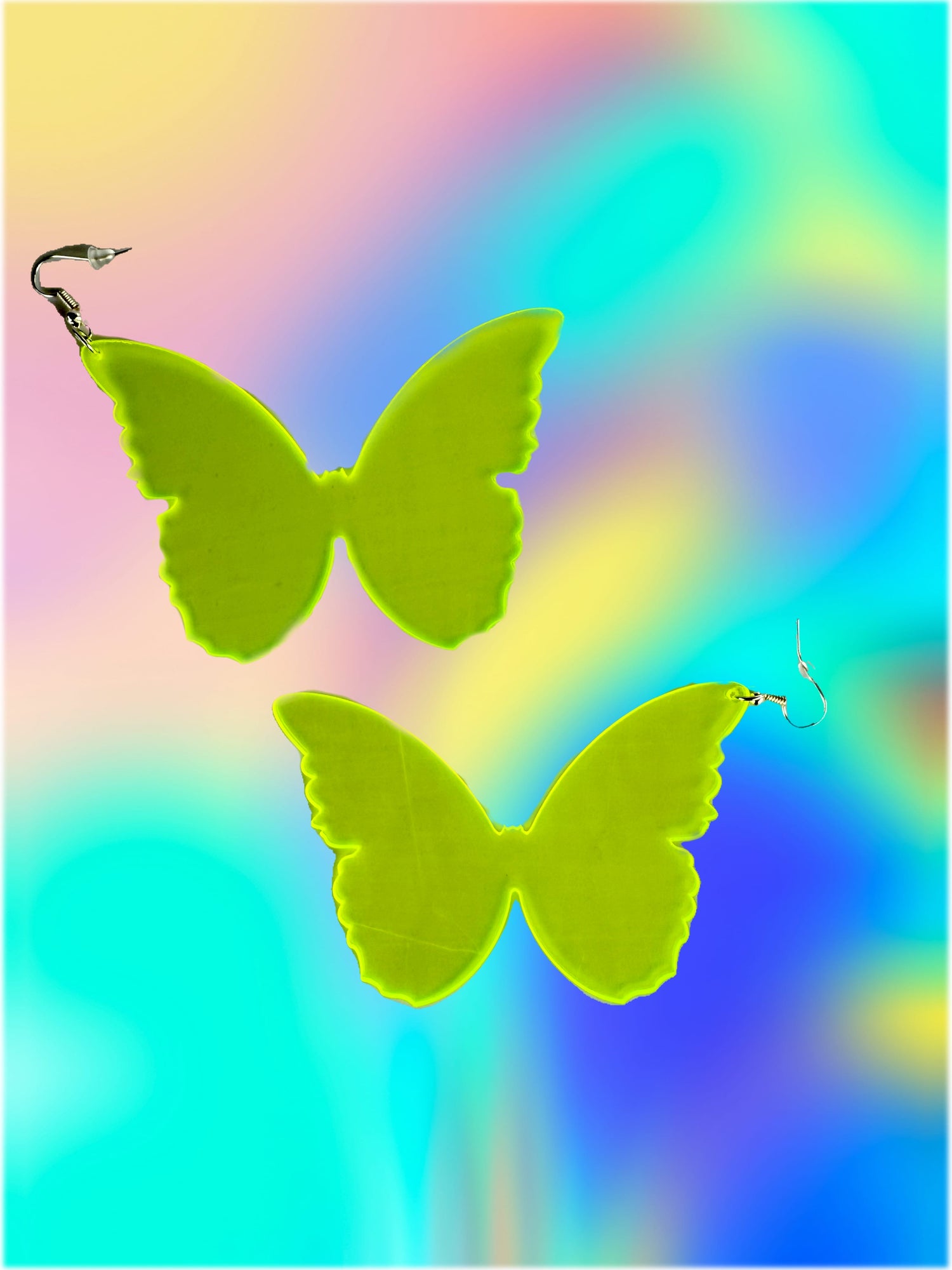 Neon Butterfly Plexi Glass Acrylic Earrings