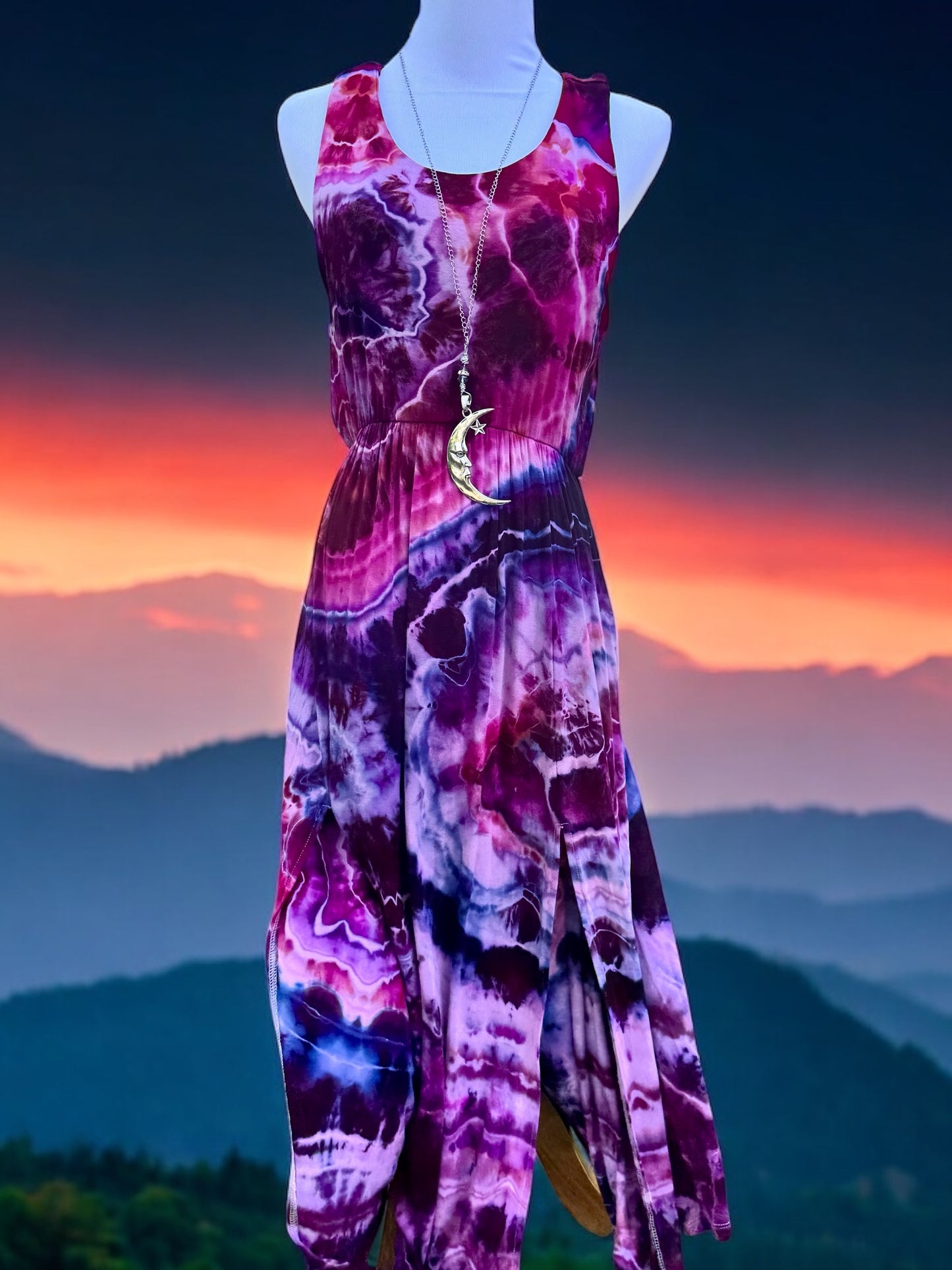 Geode Tiedye Midi Dress with slits/pockets size Medium