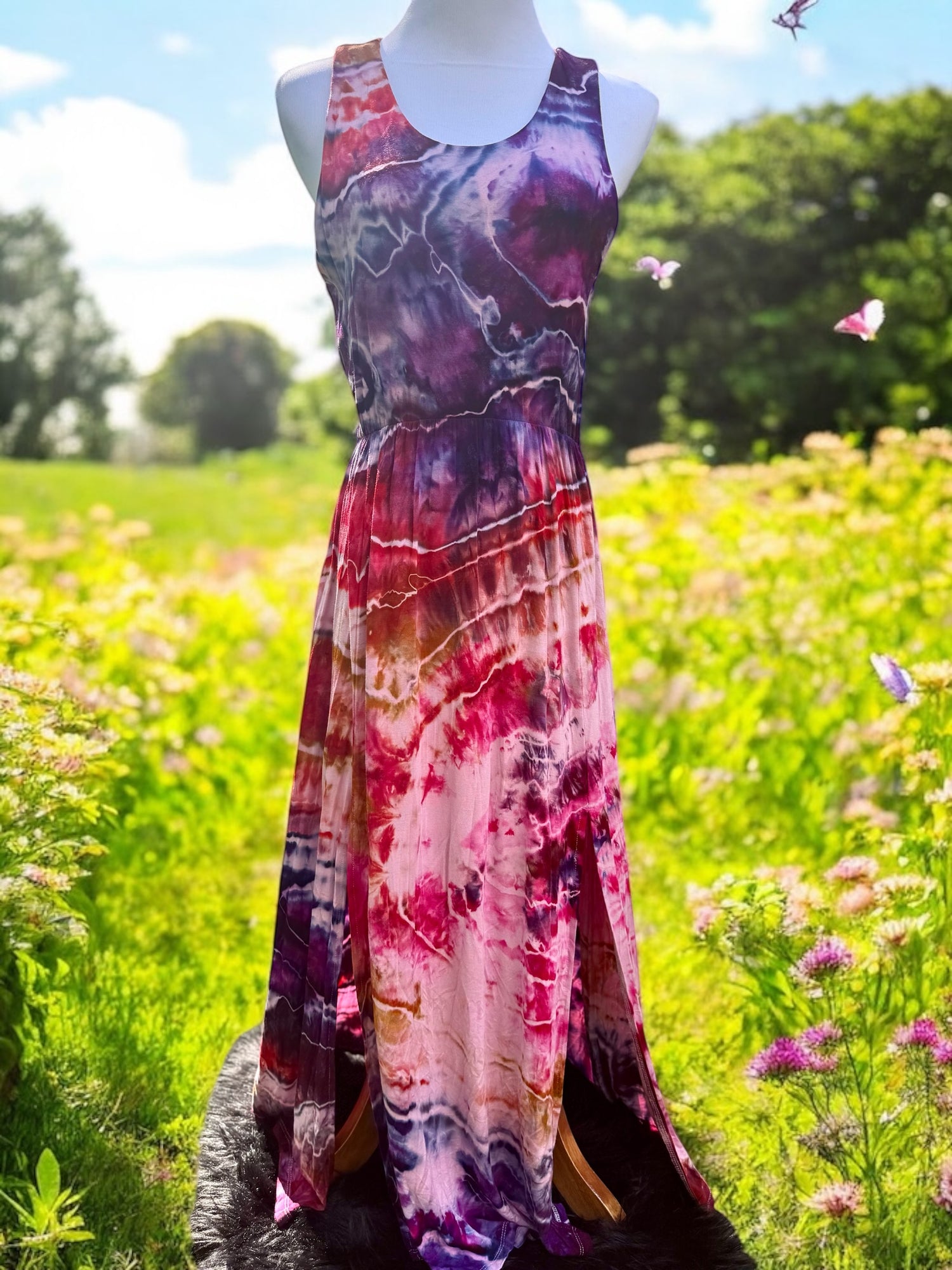 Geode Tiedye Midi Dress with slits/pockets Size Medium