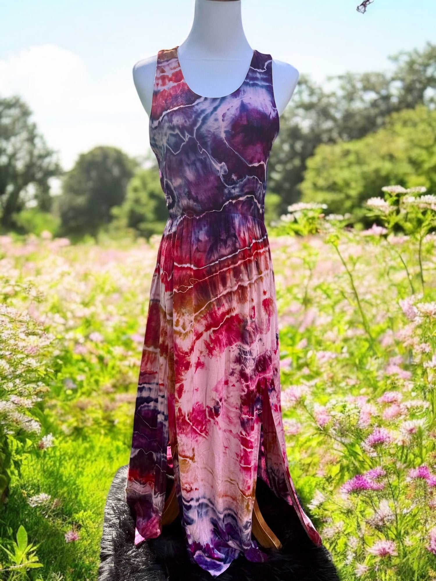 Geode Tiedye Midi Dress with slits/pockets Size Medium