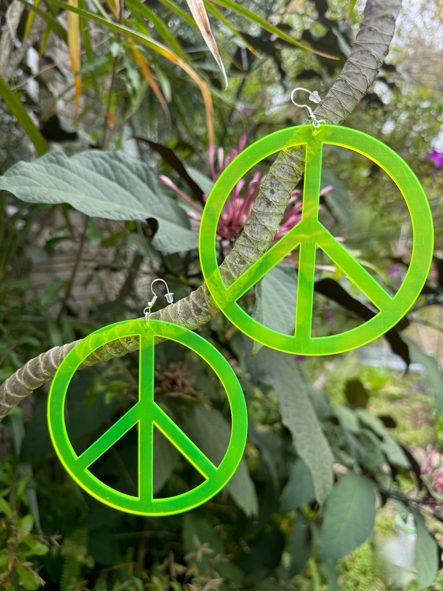 Peace Baby! Neon Plexi Glass Earrings
