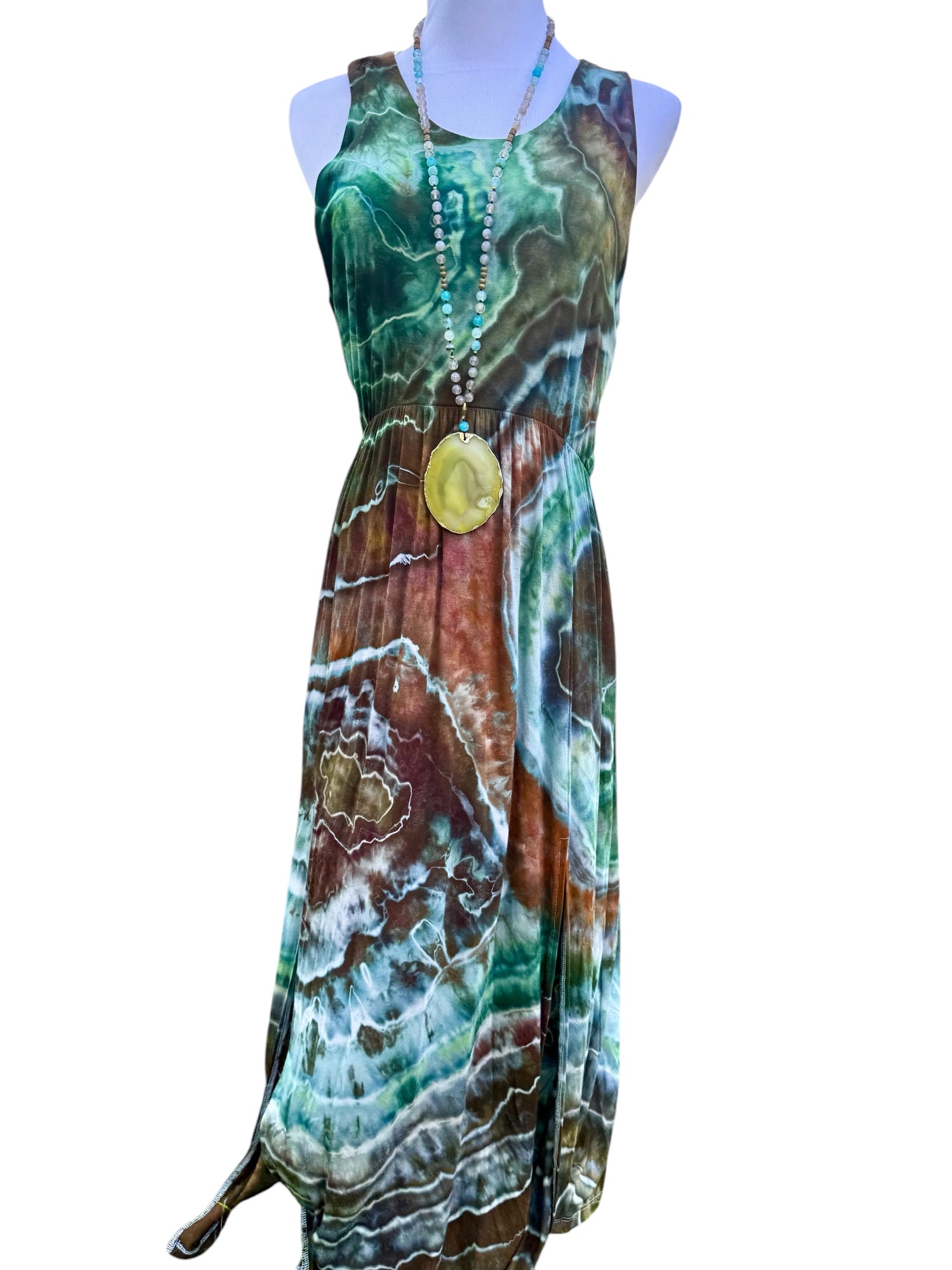 Geode Tiedye Midi Dress with slits/pockets Size Large