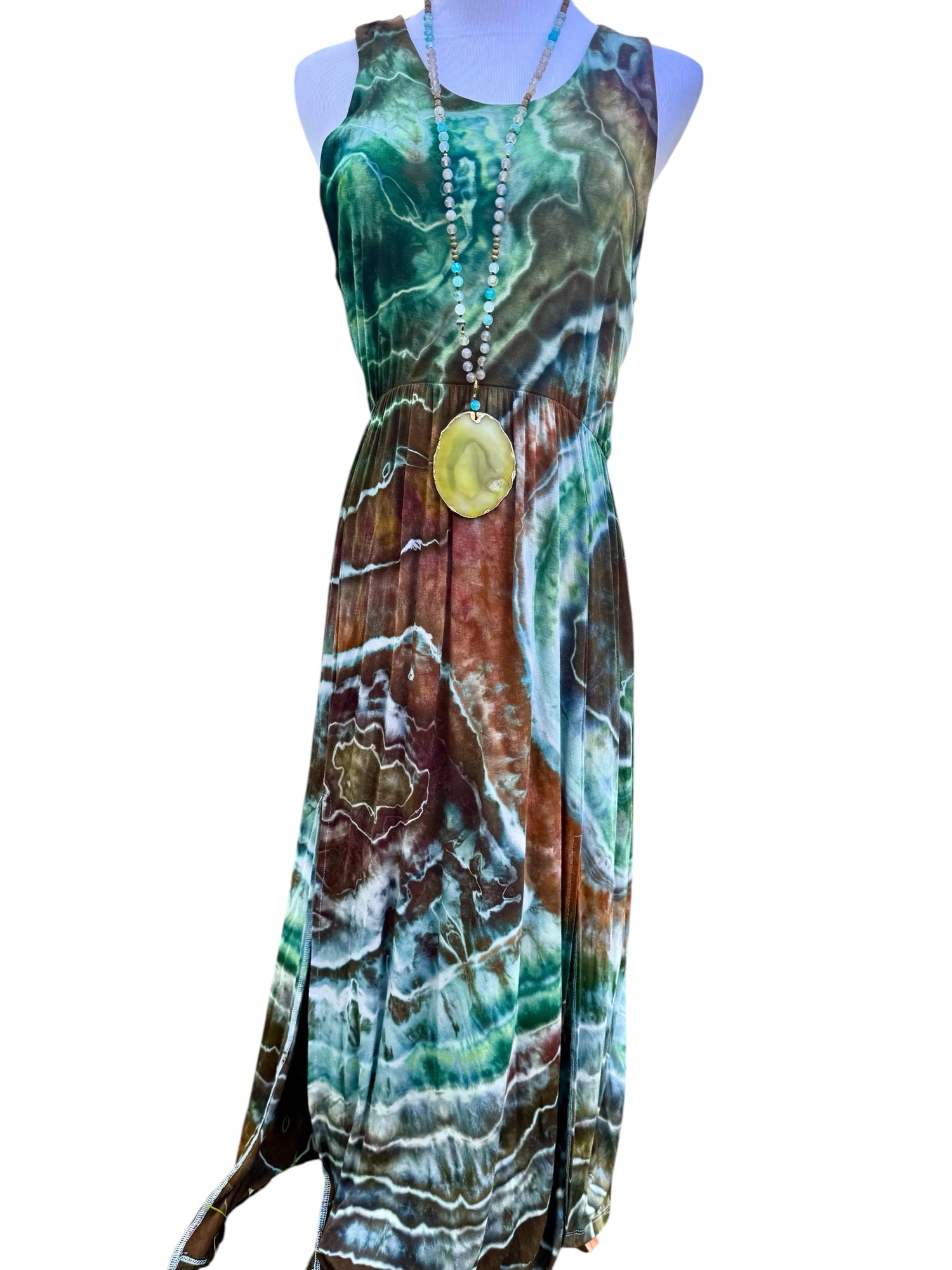 Geode Tiedye Midi Dress with slits/pockets Size Large