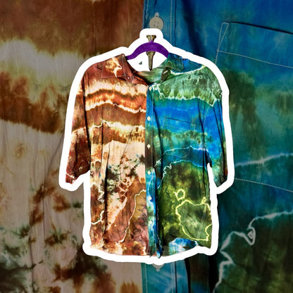 Men’s Two Toned Tiedye Upcycled Billy Strings Button Up Shirt Size XL