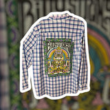 Men’s Longsleeve Plaid Billy Strings Upcycled Button Up Shirt Size XXL