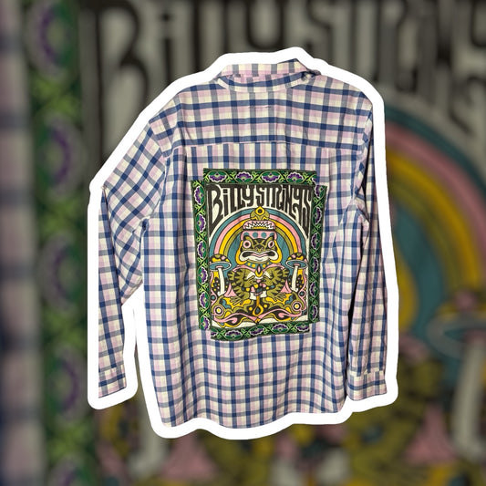 Men’s Longsleeve Plaid Billy Strings Upcycled Button Up Shirt Size XXL