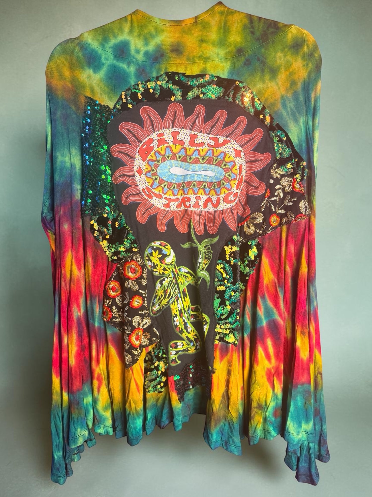Upcycled Billy Strings BMFS Tiedye Cardigan Women’s size XL