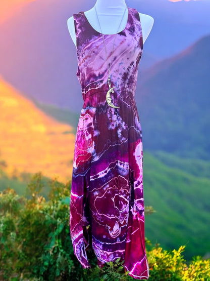 Geode Tiedye Midi Dress with slits/pockets Size Large