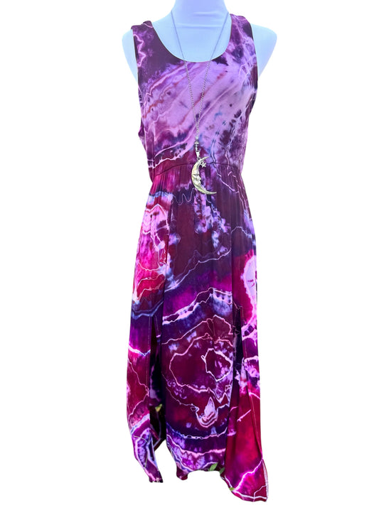 Geode Tiedye Midi Dress with slits/pockets Size Large