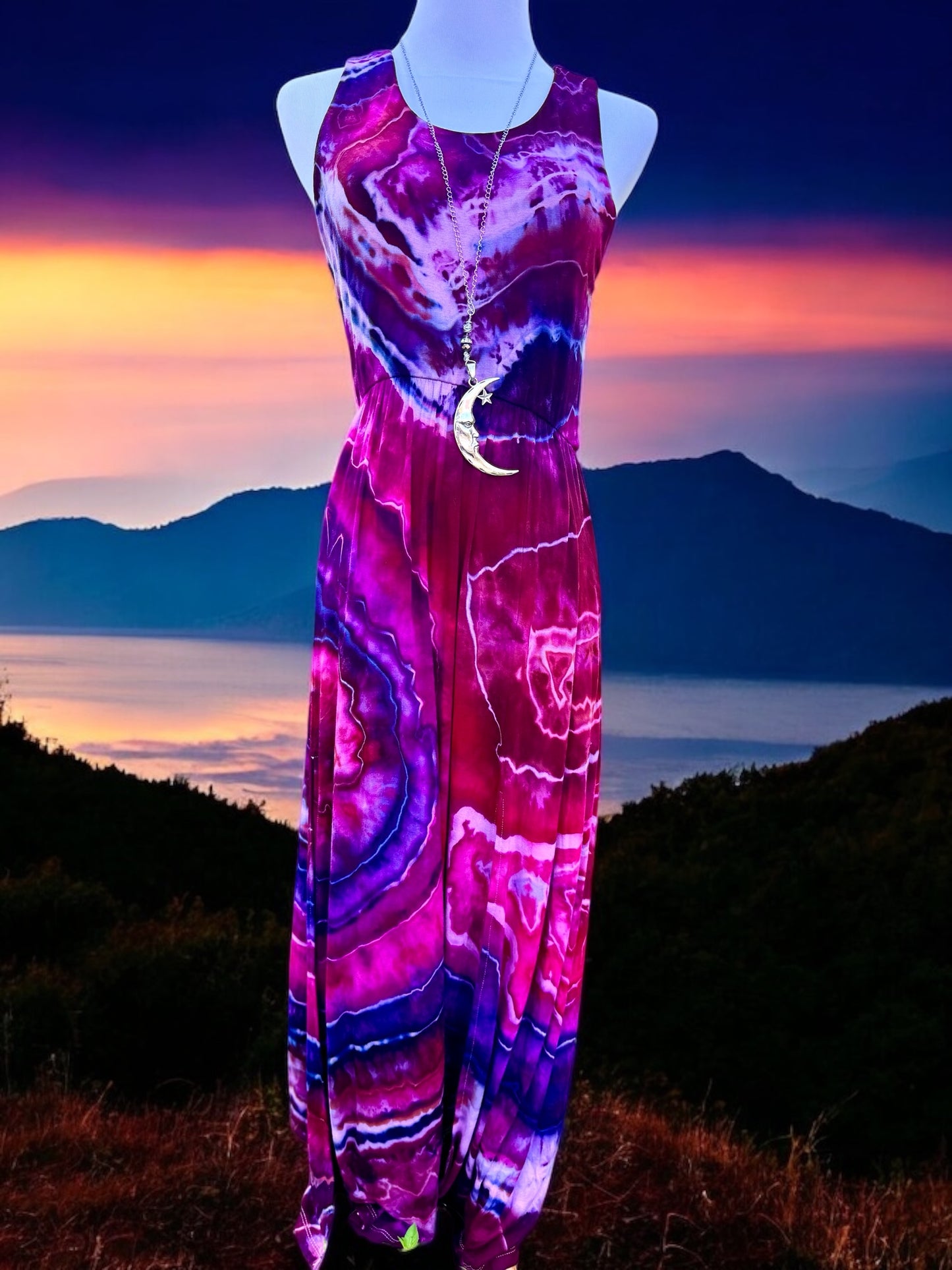 Geode Tiedye Midi Dress with slits/pockets Size Medium