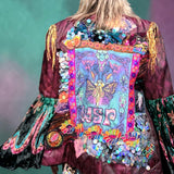 Widespread Panic Art Nouveau Upcycled Patchwork Jacket Bellsleeves Women’s Size 16 (XL)