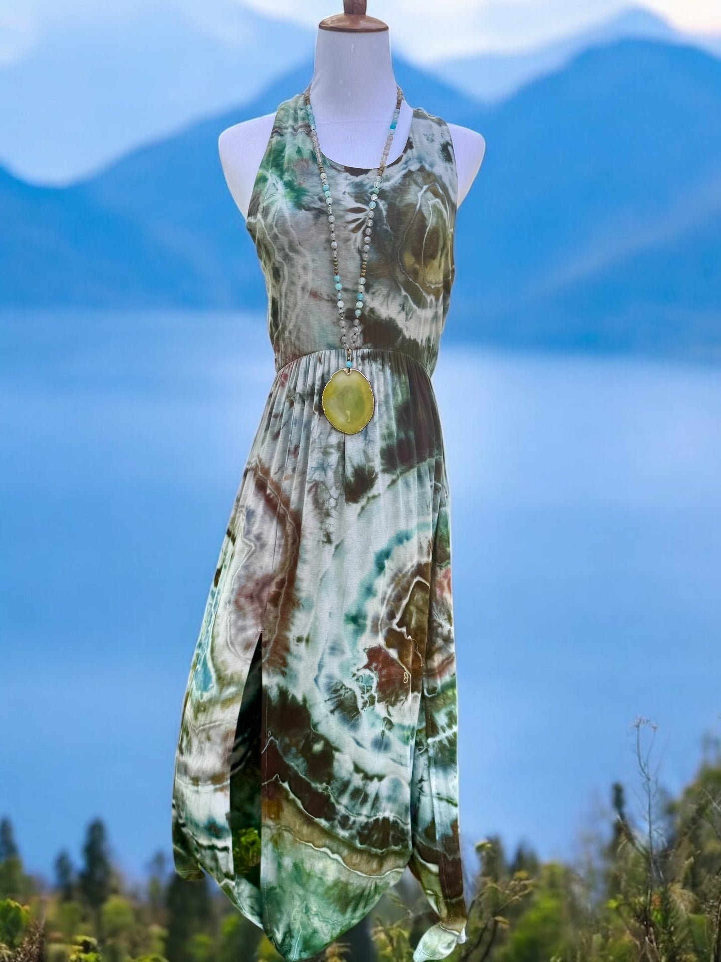 Geode Tiedye Midi Dress with slits/pockets Size Large