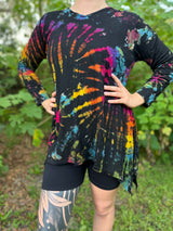 Tie Dye Sony Slit Sides Long Sleeve Shirt
